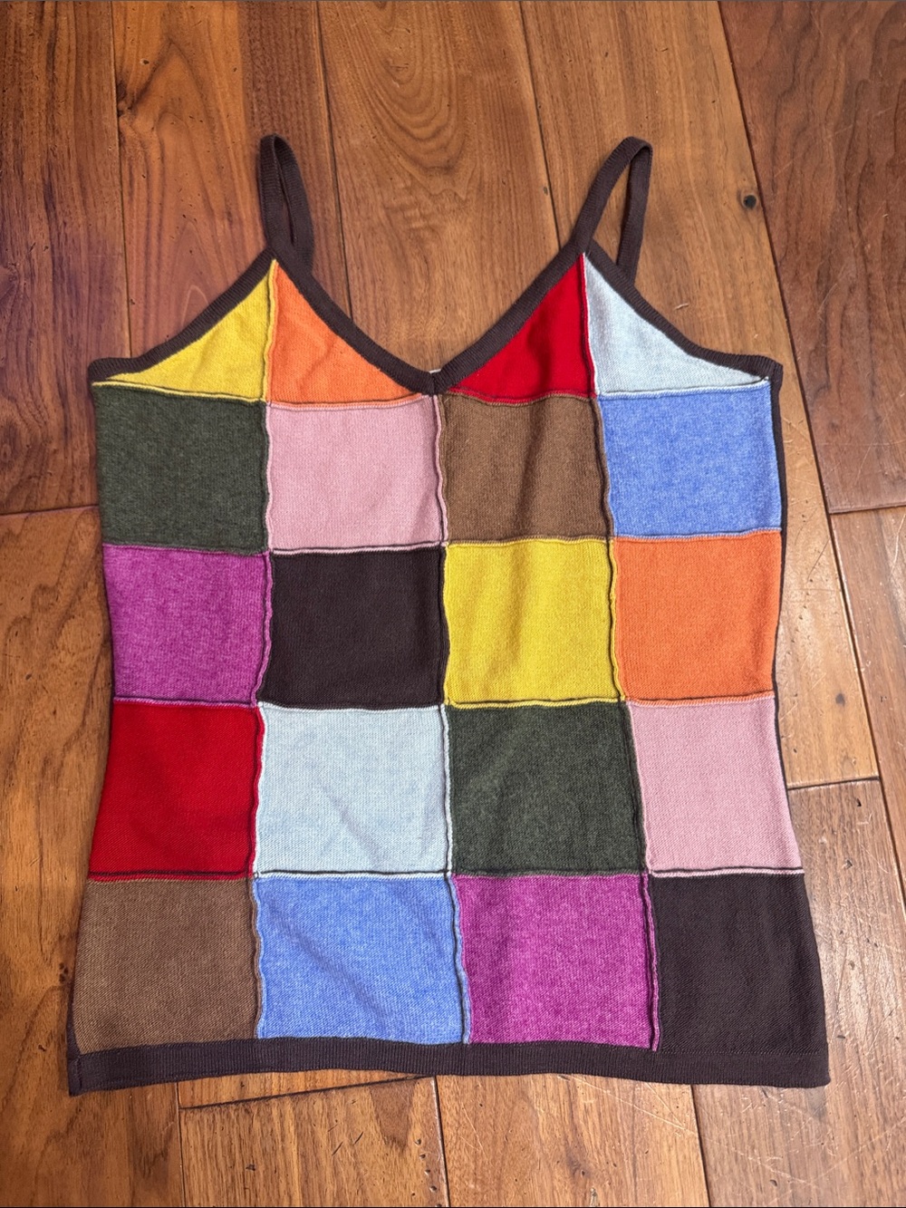 Multicolor Patchwork Knit Cami Tank Top - Sleeveless Women’s Top
